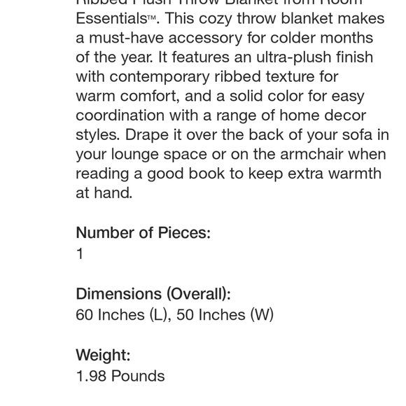 Room essentials white throw 50-in x 60-in NWT - Picture 2 of 4